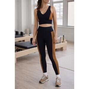 Sage Collective Workout Set Leggings Crop Sports Bra Colorblock Neutral Large